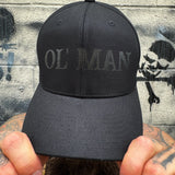 OL MAN BLACK ON BLACK FLEXFIT COTTON HAT