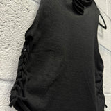BRAIDED ROAD RASH BLACK CROP TANK TOP 1.0