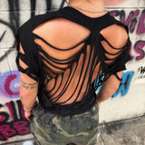 ROAD RASH RAZOR DIAMOND BACK BLACK CROP TOP