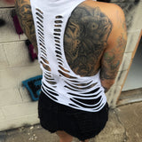 ROAD RASH WHITE CROP TANK TOP - 1.0