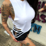 ROAD RASH WHITE CROP TANK TOP - 2.0