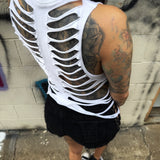 ROAD RASH WHITE CROP TANK TOP - 2.0