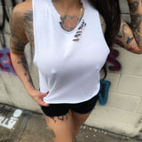 ROAD RASH WHITE CROP TANK TOP - 4.0