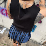 BLACK FLARE CROP TANK TOP - 1.0