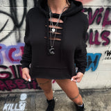 ROAD RASH BLACK STITCHES HOODIE