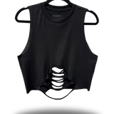 ROAD RASH MID SPINE BLACK CROP TANK