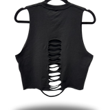 ROAD RASH MID SPINE BLACK CROP TANK