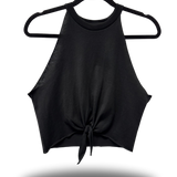 ROAD RASH FRONT TIE BLACK CROP TANK
