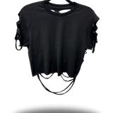 ROAD RASH RAZOR DIAMOND BACK BLACK CROP TOP