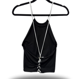 ROAD RASH BACK LACE UP BLACK CROP TANK