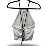 ROAD RASH BACK LACE UP WHITE CROP TANK