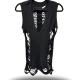 ROAD RASH FRONT V SLASHED BLACK TANK TOP