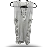ROAD RASH FRONT V SLASHED WHITE TANK TOP