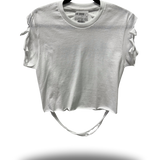 ROAD RASH RAZOR DIAMOND BACK WHITE CROP TOP
