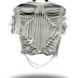 ROAD RASH RAZOR DIAMOND BACK WHITE CROP TOP