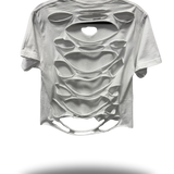 ROAD RASH CRAZY BACK SLASH WHITE CROP TOP