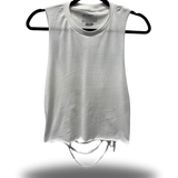 ROAD RASH BUTTERFLY CUT WHITE CROP TANK