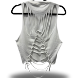 ROAD RASH BUTTERFLY CUT WHITE CROP TANK