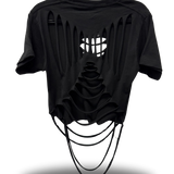 ROAD RASH DIAMOND CUT BLACK CROP TOP