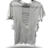 ROAD RASH RAW EDGE SLASHED WHITE TEE