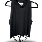 ROAD RASH BACK SLASHED AND BRAIDED BLACK CROP TANK TOP