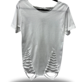 ROAD RASH BACK BRIADED WHITE TEE