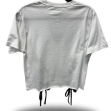 ROAD RASH FRONT TIES WHITE CROP TOP