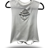 ROAD RASH DIAMOND CUT BRAIDED SPINE WHITE CROP TANK