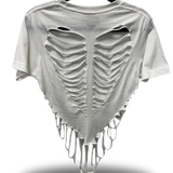 ROAD RASH V CUT HEART WHITE CROP TOP