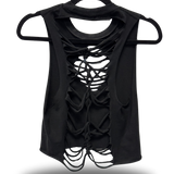 ROAD RASH DIAMOND CUT BRAIDED SPINE BLACK CROP TANK