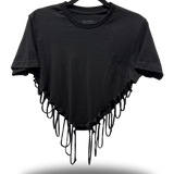 ROAD RASH V CUT HEART BLACK CROP TOP