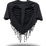 ROAD RASH V CUT HEART BLACK CROP TOP
