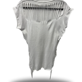 ROAD RASH MUSCLE BACK SLASHED WHITE TEE
