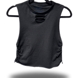 BRAIDED ROAD RASH BLACK CROP TANK TOP 1.0