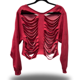 RED ROAD RASH WIDENECK CROP TOP SWEATER 1.0