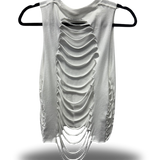 ROAD RASH RAZOR CUT WHITE CROP TANK