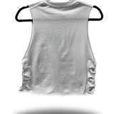 ROAD RASH WHITE HEART CUT AND SIDE BRAID CROP TANK