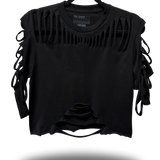 ROAD RASH SLASHED BLACK CROP TOP