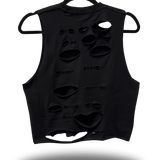 ROAD RASH BACK CUT BLACK CROP TANK
