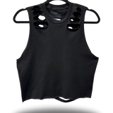 ROAD RASH BACK CUT BLACK CROP TANK