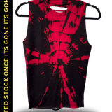 ROAD RASH BLACK AND RED BRAIDED BACK TIE DYE CROP TANK TOP