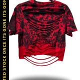 ROAD RASH RED AND BLACK TIE DYE CROP TOP