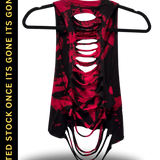 ROAD RASH BLACK AND RED TIE DYE  CROP TANK TOP