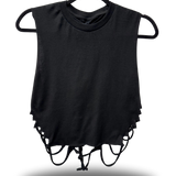 ROAD RASH BRAIDED SPINE BLACK CROP TANK TOP