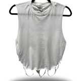 ROAD RASH BRAIDED SPINE WHITE CROP TANK TOP