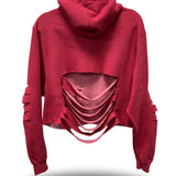 ROAD RASH BACK SLASH CROP RED HOODIE