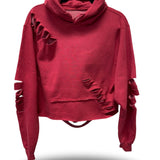 ROAD RASH BACK SLASH CROP RED HOODIE