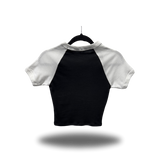 TITS THE SEASON WHITE SLEEVE RAGLAN CROP TOP