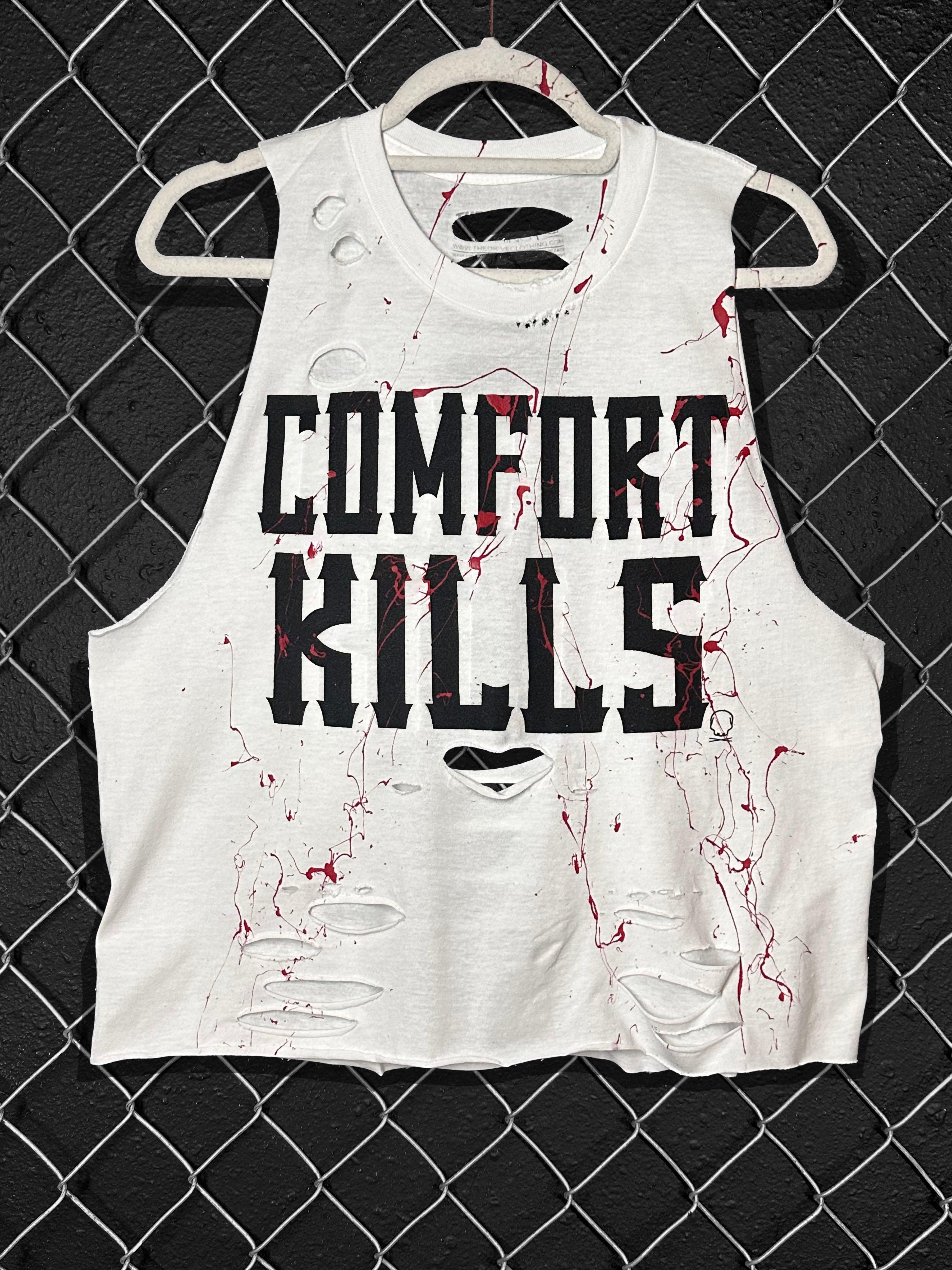 BLOOD COMFORT KILLS TANK TOP WHITE – The Drive Clothing
