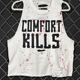 BLOOD COMFORT KILLS CROP TANK TOP WHITE - The Drive Clothing